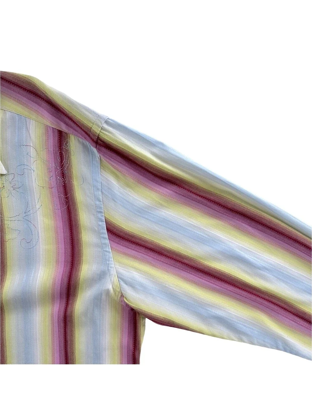 Robert Graham Multi-Color Stripe Embroidered Button Front Shirt 2XL